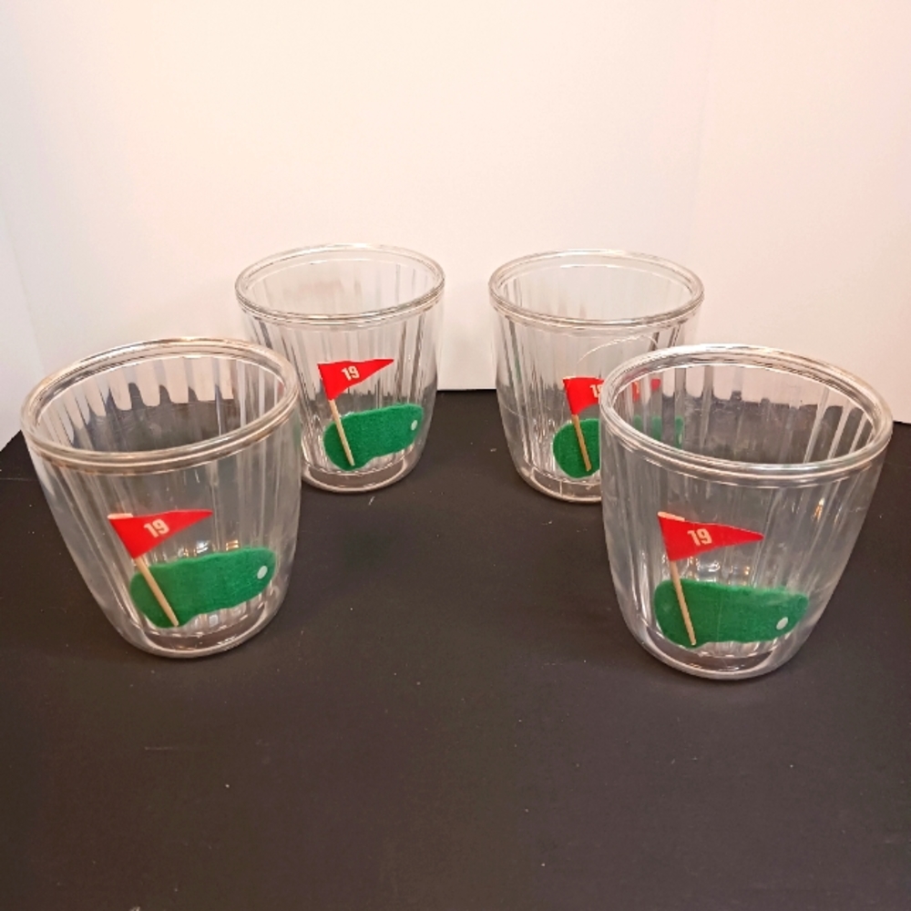Set of four vintage golf plastic tumblers